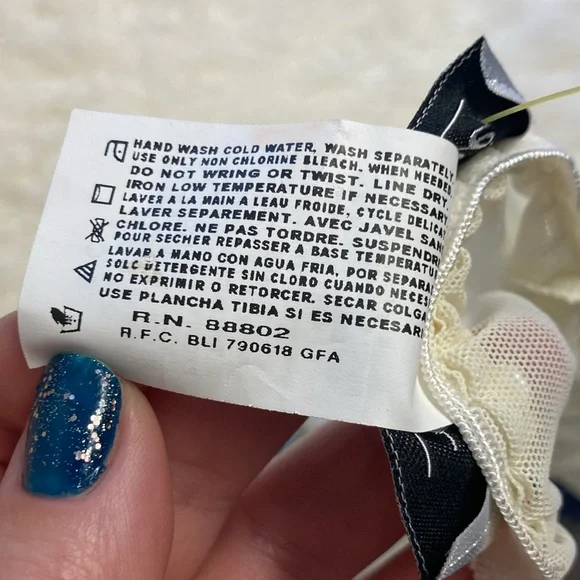 VINTAGE Escante Nylon Lace Mesh Corset with Garnets Sheer Ivory Blue Size Small - Picture 8 of 8